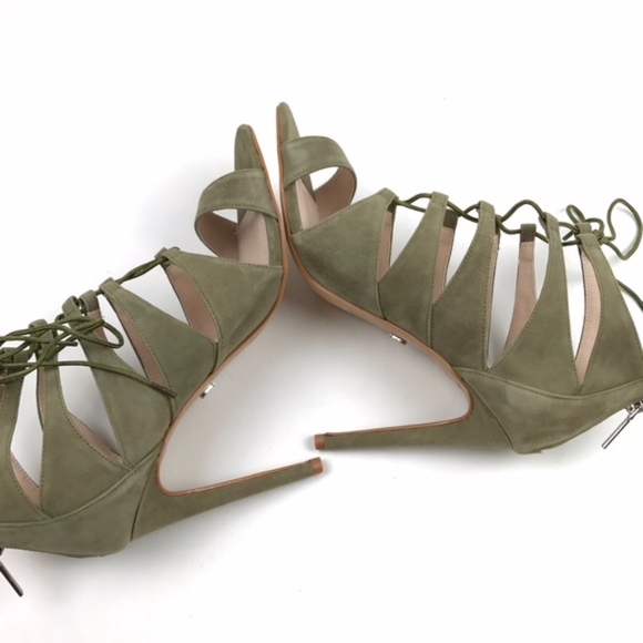 Victoria's Secret Green Lace Up Sandals Heels - Picture 6 of 8